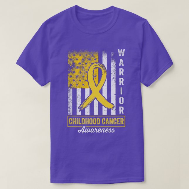 Kinderkrebs-Krieger-Bewusstsein Gold Ribbon Ret T-Shirt (Design vorne)