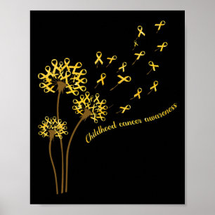 Kinderkrebsbewusstsein Dandelion Blume Gold R Poster