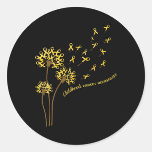 Kinderkrebsbewusstsein Dandelion Blume Gold R Runder Aufkleber