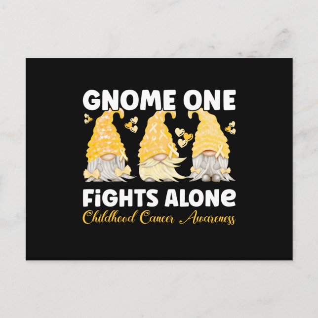 Kinderkrebsbewusstsein Gold Ribbon Gnome Postkarte (Vorderseite)