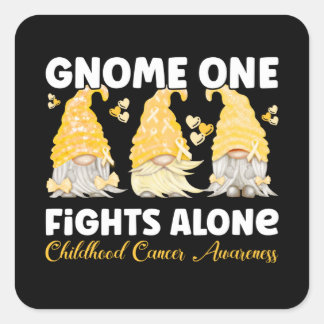 Kinderkrebsbewusstsein Gold Ribbon Gnome Quadratischer Aufkleber