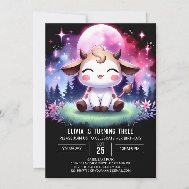 Kinderkühe Geburt Einladung (Vorderseite)