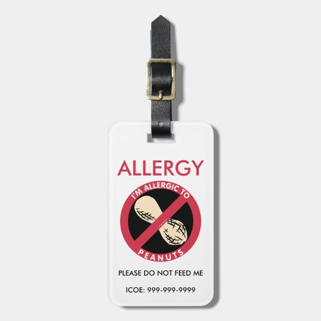 Kinderkundenspezifische Erdnuss-Allergie Gepäckanhänger (Vorderseite vertikal)