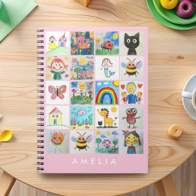 Kinderkunstwahrhaftigkeit 20 Zeichenkollage Notizblock (Turn your child’s precious drawings into a cherished keepsake with this personalized notebook.)