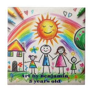 Kinderkunstwerk stolze Zeichnung Kinder Fliese