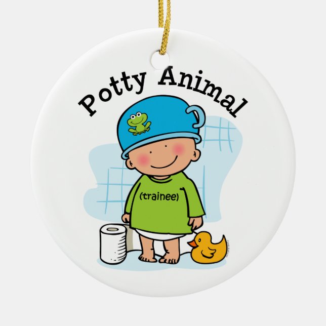 Kinderleichte Tierjungen-Verzierung Keramik Ornament (Vorne)