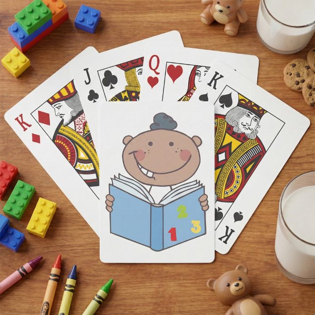 Kinderlesen eines Mathematikbuchs Spielkarten (Von Creator hochgeladen)