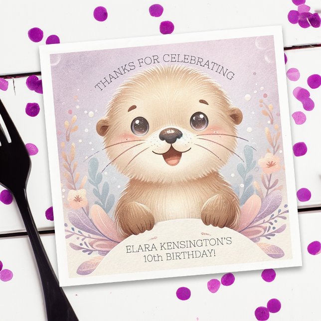 Kinderlilac Sea Otter Niedliche Geburtstag Party Serviette (Von Creator hochgeladen)
