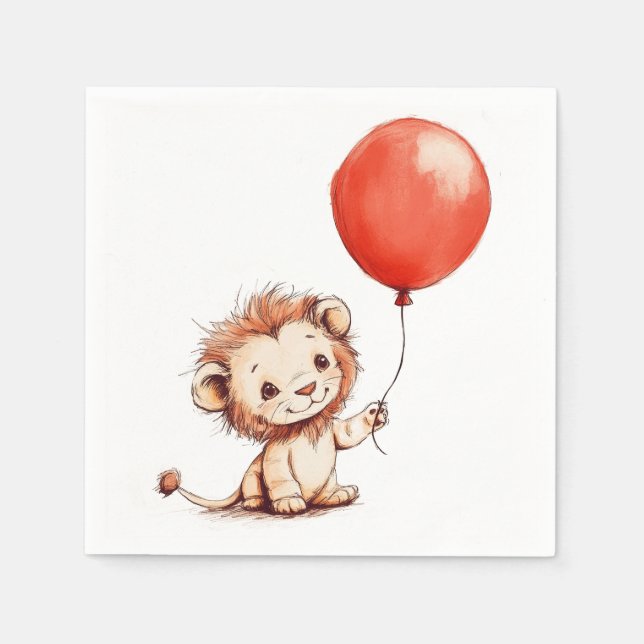 Kinderlion mit Red Balloon Serviette (Vorderseite)