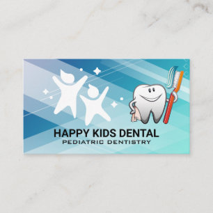 Kinderlogo   Dental Tooth und Brush Cartoon Visitenkarte
