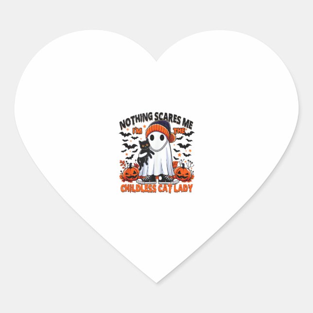 Kinderlose Cat Lady Halloween Spooky Ghost-Kostüm Herz-Aufkleber (Vorderseite)