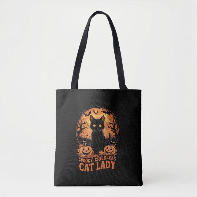 Kinderlose Cat Lady Halloween Spooky Hexenwahl Tasche (Vorderseite)