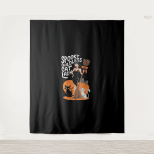 Kinderlose Cat Lady Halloween Spooky Hexenwahl Wandteppich