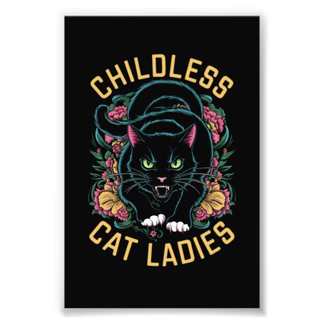 Kinderlose Cat Ladys 2024 Feminist Fotodruck (Vorne)