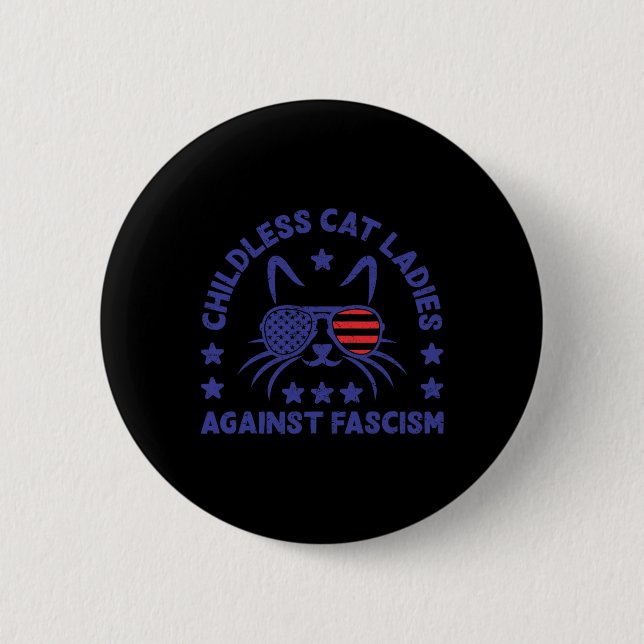 Kinderlose Cat Ladys Against Faschism Funny Cat Fe Button (Vorderseite)