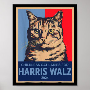 Kinderlose Cat Ladys For Harris Waltz 2024 Funny C Poster