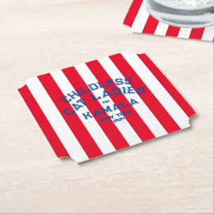 Kinderlose Cat Ladys for Kamala 2024 Roter Streife Untersetzer