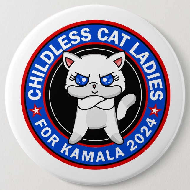 Kinderlose Cat Ladys für Kamala-Demokraten USA 202 Button (Vorderseite)