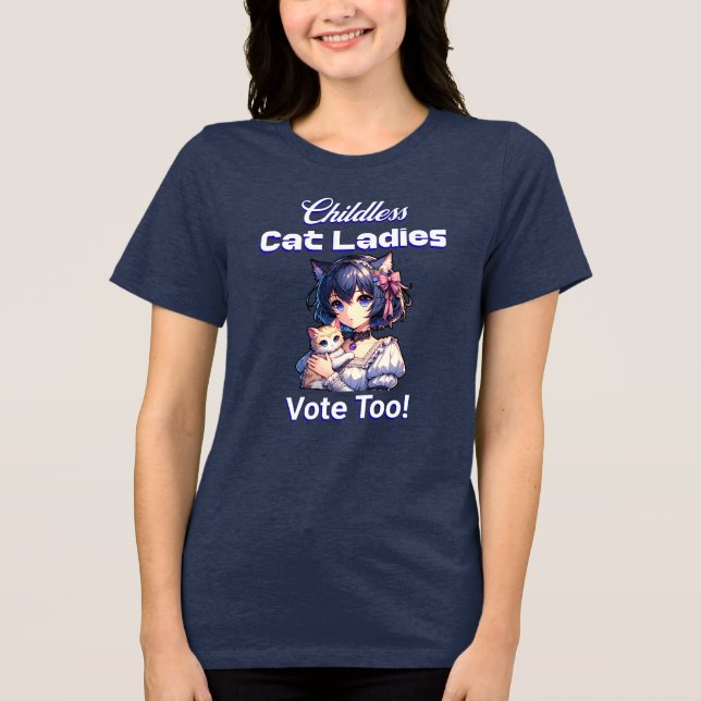 Kinderlose Cat Ladys wählen auch! Harris Walz 2024 Tri-Blend Shirt (Vorderseite)