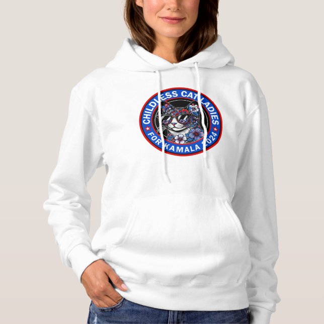 Kinderlose Cat Ladys wählen Kamala US 2024 Dems Hoodie (Vorderseite)