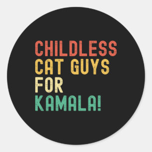 Kinderlose Cat-Typ für Kamala Harris 2024 Vintag Runder Aufkleber