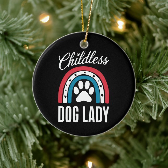 Kinderlose Hunde Lady Election 2024 Rainbow USA Keramik Ornament (Baum)