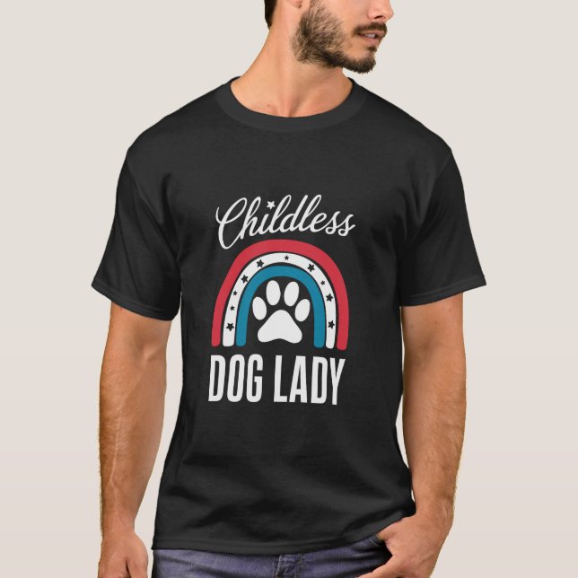 Kinderlose Hunde Lady Election 2024 Rainbow USA T-Shirt (Vorderseite)