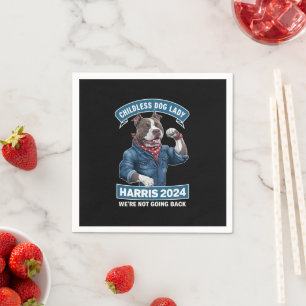 Kinderlose Hunde-Lady wählt Kamala Wahl 2024 Serviette