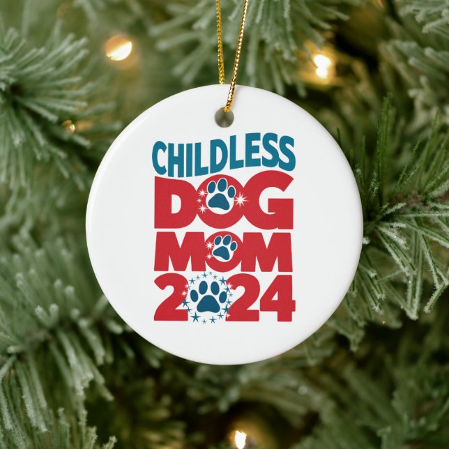 Kinderlose Hunde Mama Hunde Lady Voting Patriotic  Keramik Ornament (Baum)