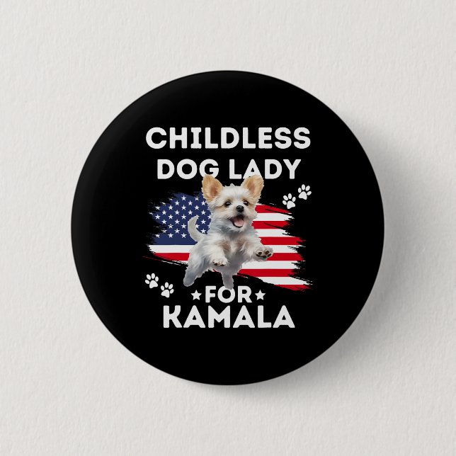 Kinderlose Hundedame für Kamala Harris Vintages De Button (Vorderseite)