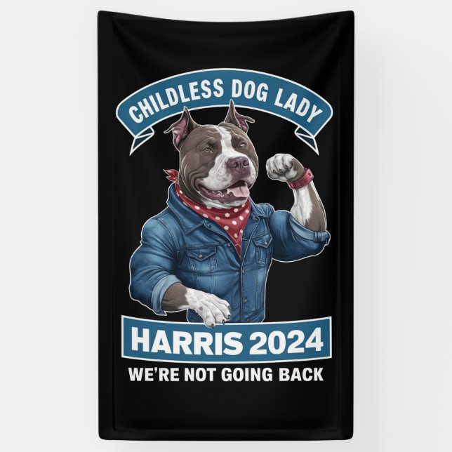 Kinderlose Hundedame wählt Kamala 2024 Banner (Vertikal)