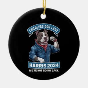 Kinderlose Hundedame wählt Kamala 2024 Keramik Ornament