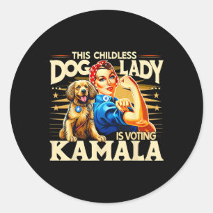 Kinderlose Hundedame wählt Kamala Runder Aufkleber