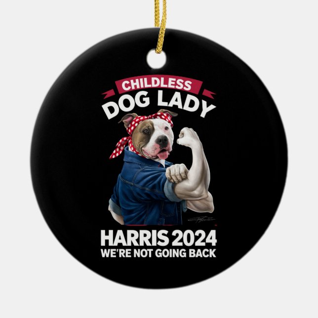 Kinderlose Hundefrau wählt Kamala 2024 Keramik Ornament (Vorne)