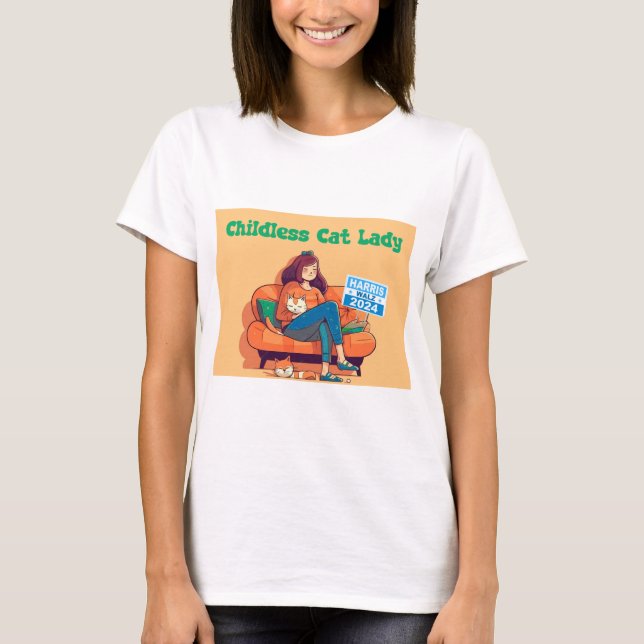 Kinderlose Katze für Harris/Walz T-Shirt (Vorderseite)