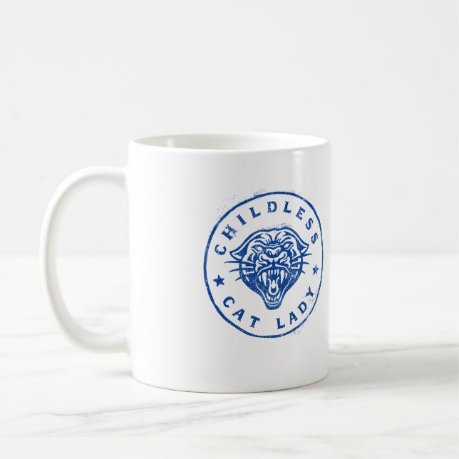 Kinderlose Katze Lady Brave Proud Independent Kaffeetasse (Links)
