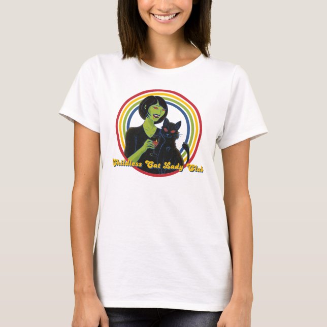 Kinderlose Katze Lady Club - Retro - T - Shirt (Vorderseite)