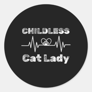Kinderlose Katze Lady Funny Cat Lover 5 Runder Aufkleber