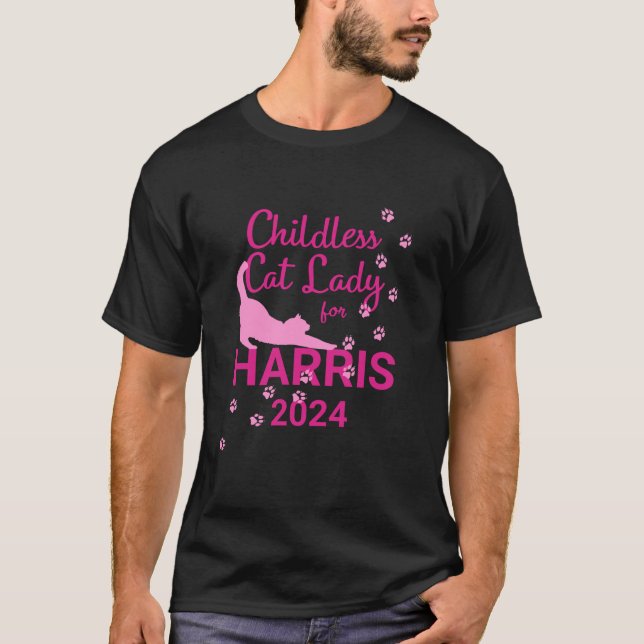 Kinderlose Katze Lady für Harris 2024 T Shirt (Vorderseite)