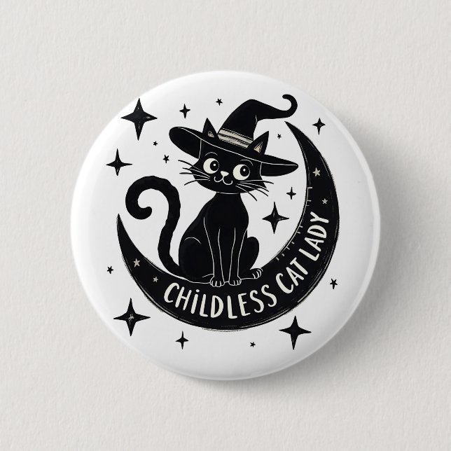 Kinderlose Katze Lady Harris Walz Halloween Pastel Button (Vorderseite)