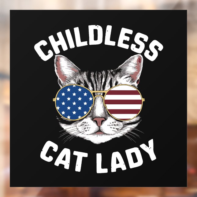 Kinderlose Katze Lady Kamala Harris 2024 Fensteraufkleber (Blatt 2)
