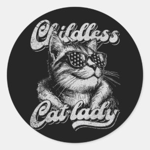 Kinderlose Katze Lady Kamala Harris 2024 Runder Aufkleber
