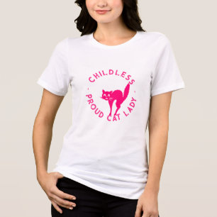 Kinderlose Katze Lady lustige rosa Katzentypografi Tri-Blend Shirt