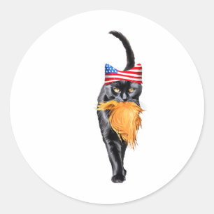 Kinderlose Katze-Lady mit Trump-Haar-Abstimmung Ka Runder Aufkleber
