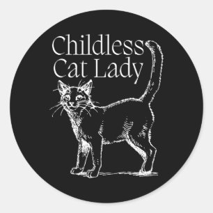 Kinderlose Katze Lady Runder Aufkleber