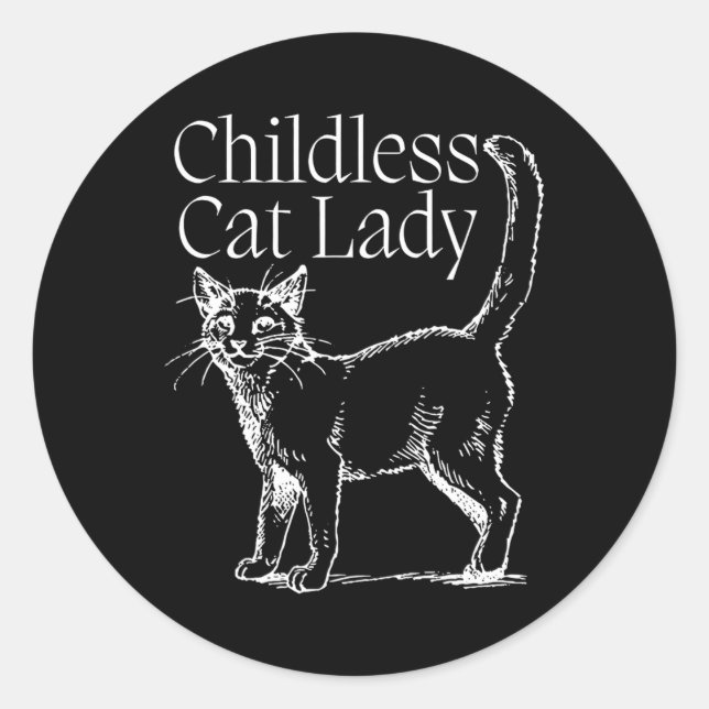 Kinderlose Katze Lady Runder Aufkleber (Vorderseite)