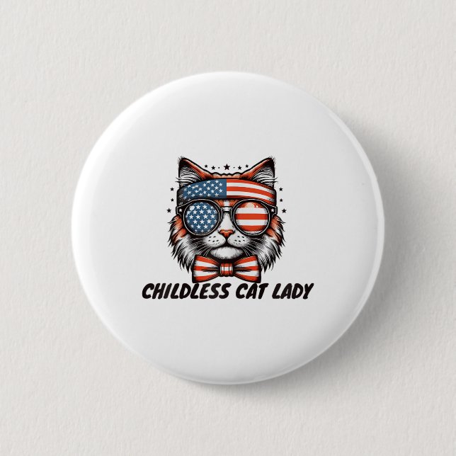 Kinderlose Katze Lady Shirt Kinderlose Katze Lady Button (Vorderseite)