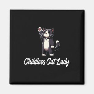 Kinderlose Katze Lady-tuxedo Cat Raising Paw - Fun Magnet