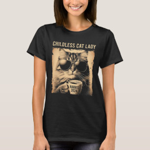 Kinderlose Katze Lady Vintag Coffee Cat Kamala Har T-Shirt