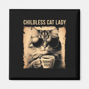 Kinderlose Katze Lady Vintag - Kaffeekatze Kamala Magnet